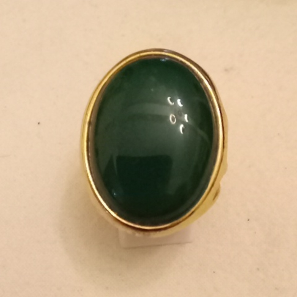Gold Plated W/ Oval Green Stone